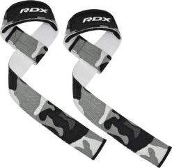 RDX SPORTS RDX W1 Sweat Wicking Gym Straps For Weightlifting Workouts -Rdx Sports rdx w1 weight training wrist straps camo grey