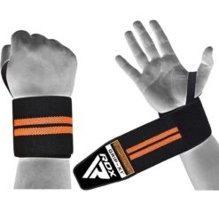 RDX SPORTS RDX W3 IPL & USPA Approved Powerlifting Wrist Support Wraps With Thumb Loops OEKO-TEX® Standard 100 Certified -Rdx Sports rdx w3 power weightlifting wrist wraps orange 2 1