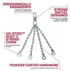 RDX SPORTS RDX X14 Swivel With 4 Steel Chains S Hook Connectors For Hanging Punch Bag -Rdx Sports rdx x14 punch bag chains