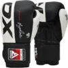 RDX SPORTS RDX S4 Boxing Sparring Gloves Hook & Loop Black / White -Rdx Sports s4 black leather boxing gloves 1 6