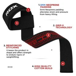 RDX SPORTS RDX S4+ SILICONE GEL COATED NON-SLIP SOLID GRIP WEIGHT LIFTING GYM STRAPS -Rdx Sports s4 weightlifting wrist straps 5
