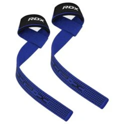 RDX SPORTS RDX S4+ SILICONE GEL COATED NON-SLIP SOLID GRIP WEIGHT LIFTING GYM STRAPS -Rdx Sports s4 weightlifting wrist straps blue 1