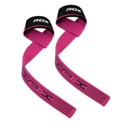 RDX SPORTS RDX S4+ SILICONE GEL COATED NON-SLIP SOLID GRIP WEIGHT LIFTING GYM STRAPS -Rdx Sports s4 weightlifting wrist straps pink 4 12 1