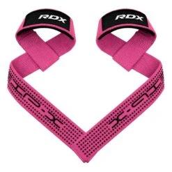 RDX SPORTS RDX S4+ SILICONE GEL COATED NON-SLIP SOLID GRIP WEIGHT LIFTING GYM STRAPS -Rdx Sports s4 weightlifting wrist straps pink 4 16 1 1