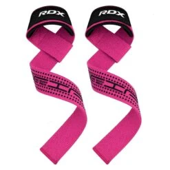 RDX SPORTS RDX S4+ SILICONE GEL COATED NON-SLIP SOLID GRIP WEIGHT LIFTING GYM STRAPS -Rdx Sports s4 weightlifting wrist straps pink 6 1 1