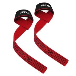 RDX SPORTS RDX S4+ SILICONE GEL COATED NON-SLIP SOLID GRIP WEIGHT LIFTING GYM STRAPS -Rdx Sports s4 weightlifting wrist straps red 1