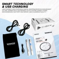 RDX SPORTS RDX 75P Rechargeable 10.3ft Smart Digital Counter Jump Rope With USB & App -Rdx Sports smart skipping rope with hd display digital counter usb and app 5