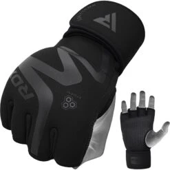 RDX SPORTS RDX T15 Noir Gel Padded Inner Gloves Hook & Loop Wrist Strap Knuckle Protection -Rdx Sports t15 noir inner gloves black 4 4