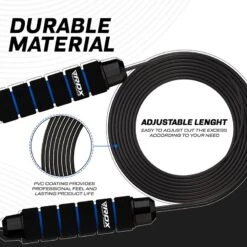 RDX SPORTS RDX W1 Jump Rope With Foam Handles -Rdx Sports weighted skipping rope with foam handles for fitness blue 6 2