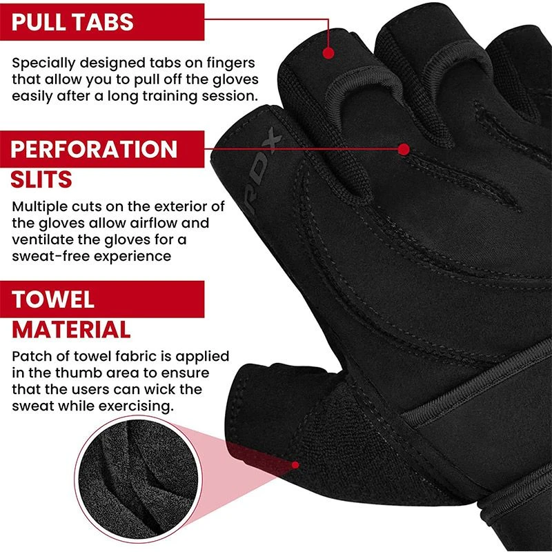 RDX SPORTS RDX L4 Open Finger Weightlifting Gym Gloves 8 RDX SPORTS RDX L4 Open Finger Weightlifting Gym Gloves - Image 6