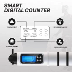 RDX SPORTS RDX Digital Calorie Burn & Workout Counter 10.3ft Adjustable Jump Rope -Rdx Sports white skipping rope with digital counter and calorie burn for fitness 2 1