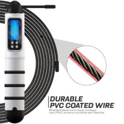 RDX SPORTS RDX Digital Calorie Burn & Workout Counter 10.3ft Adjustable Jump Rope -Rdx Sports white skipping rope with digital counter and calorie burn for fitness 6 1