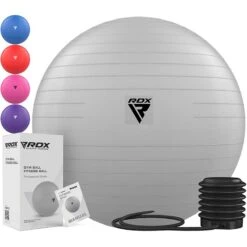 RDX SPORTS RDX B1 Inflatable Anti-Slip Yoga Ball With Portable Foot Air Pump -Rdx Sports yoga ball grey for home workout gym fitness 7