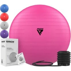 RDX SPORTS RDX B1 Inflatable Anti-Slip Yoga Ball With Portable Foot Air Pump -Rdx Sports yoga ball pink for home workout gym fitness 7