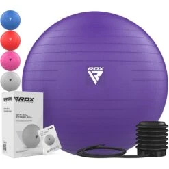 RDX SPORTS RDX B1 Inflatable Anti-Slip Yoga Ball With Portable Foot Air Pump -Rdx Sports yoga ball purple for home workout gym fitness 7